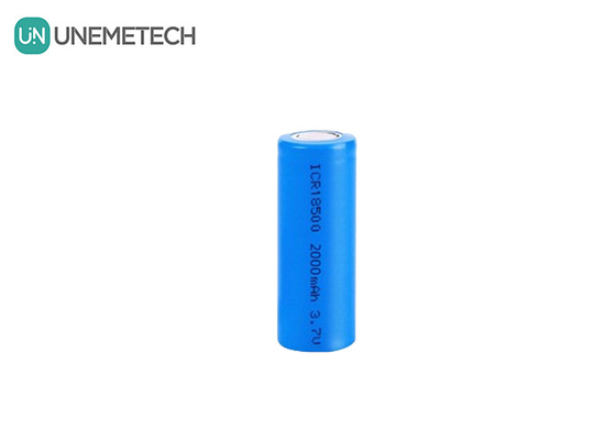 کیفیت  3.7V 18500 lithium ion battery 2000mAh Rechargeable Cylindrical For Flashlight کارخانه
