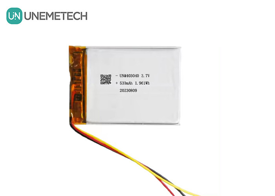 3.7V 530mAh باتری پلیمر لیتیوم سفارشی 403040 با عمر چرخه طولانی UL1642
