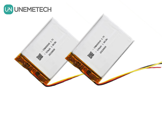 3.7V 530mAh باتری پلیمر لیتیوم سفارشی 403040 با عمر چرخه طولانی UL1642
