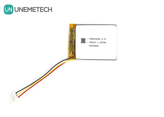 3.7V 450mAh باتری پلیمر لیتیوم یون قابل شارژ 423040 برای محصولات دیجیتال 3C