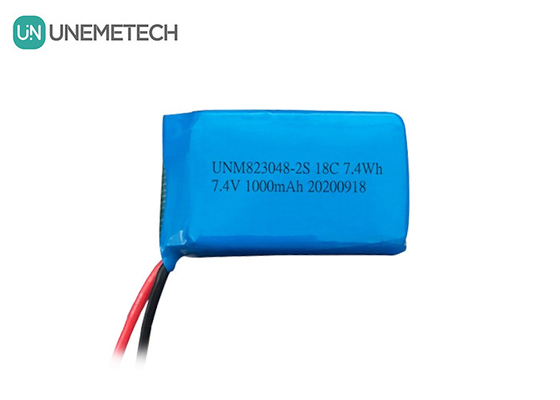 2S High Discharge Rate LiPo Battery / 18C لیتیوم پلیمری باتری 7.4v 1000mah 823048