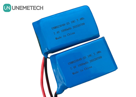 2S High Discharge Rate LiPo Battery / 18C لیتیوم پلیمری باتری 7.4v 1000mah 823048