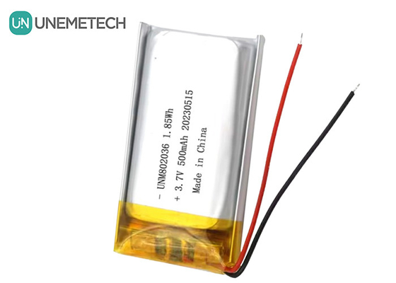 UNEMETECH 3.7V باتری پلیمر لیتیوم یون 500mAh باتری پلیمر لیتیوم 802036 1.85Wh باتری لیپو