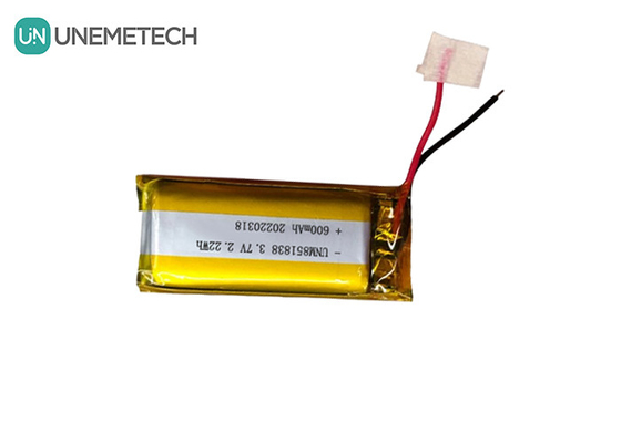 باتری لیتیوم یون نقره ای 600 میلی آمپر / 851838 3.7V دستگاه پوشیدن باتری لیتیوم یون پلیمر