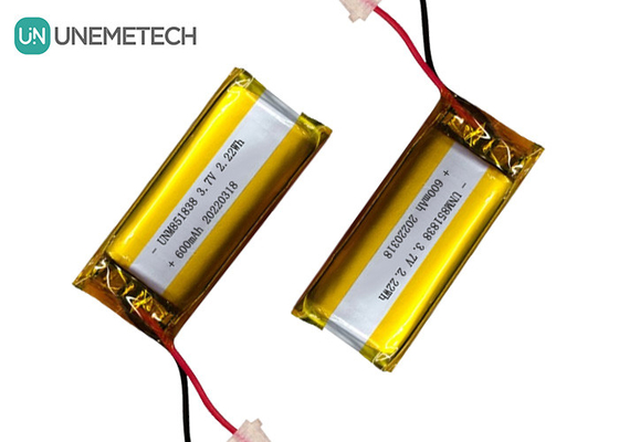 باتری لیتیوم یون نقره ای 600 میلی آمپر / 851838 3.7V دستگاه پوشیدن باتری لیتیوم یون پلیمر