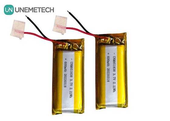 باتری لیتیوم یون نقره ای 600 میلی آمپر / 851838 3.7V دستگاه پوشیدن باتری لیتیوم یون پلیمر