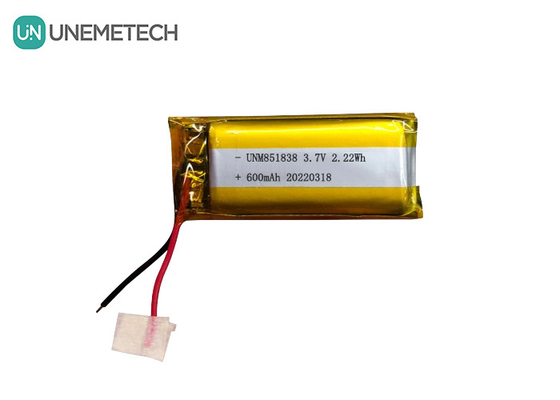 باتری لیتیوم یون نقره ای 600 میلی آمپر / 851838 3.7V دستگاه پوشیدن باتری لیتیوم یون پلیمر