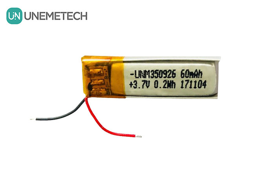 بیش از 500 چرخه عمر قابل شارژ 3.7V 60mAh لیتیوم یون پلیمر 350926 باتری برای هدفون