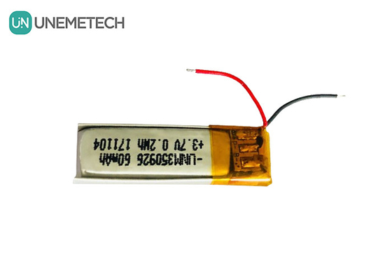 بیش از 500 چرخه عمر قابل شارژ 3.7V 60mAh لیتیوم یون پلیمر 350926 باتری برای هدفون