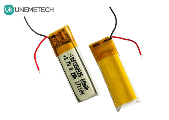 بیش از 500 چرخه عمر قابل شارژ 3.7V 60mAh لیتیوم یون پلیمر 350926 باتری برای هدفون