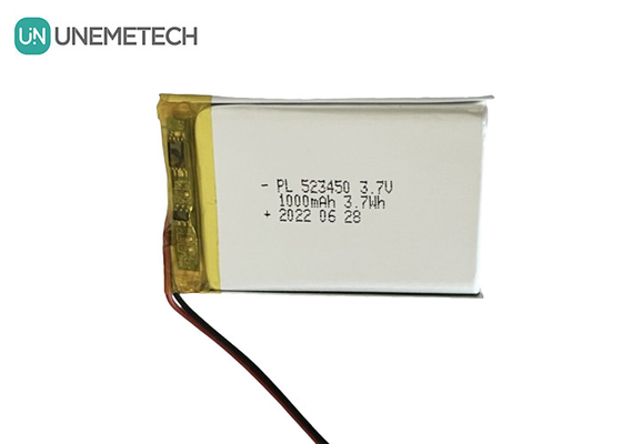 MSDS تایید شده 3.7V باتری لیتیوم یون پلیمری 1000mAh 523450 برای استفاده خانگی