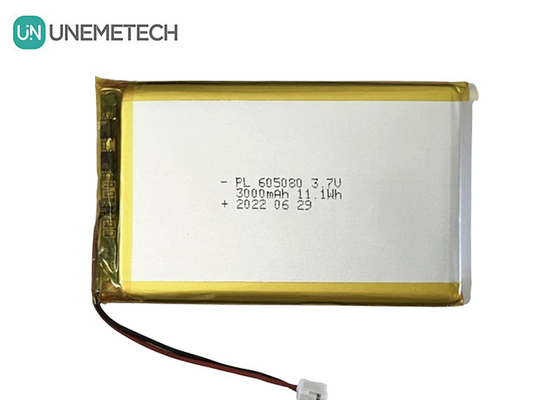 3.7V 3000mAh باتری لیتیوم یون قابل شارژ 605080 با PCB و اتصال سیم برای الکترونیک
