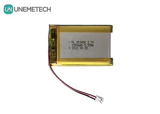UNEMETECH 1.5A باتری پلیمر لیتیوم قابل شارژ 803450 / 3.7V 1500mAh باتری لیتیوم یون پلیمر