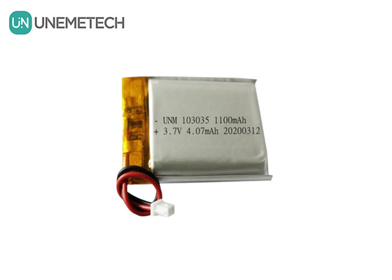 UNEMETECH 3.7V 1100mAh باتری پلیمر لیتیوم / چرخه طولانی زندگی باتری لیپو شارژ 103035