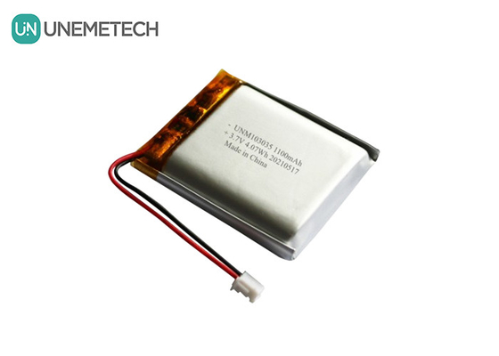 UNEMETECH 3.7V 1100mAh باتری پلیمر لیتیوم / چرخه طولانی زندگی باتری لیپو شارژ 103035