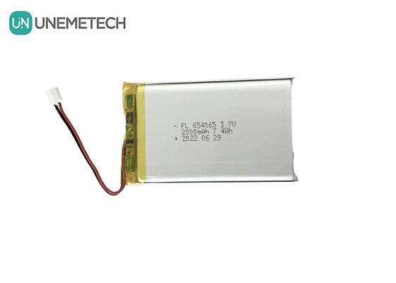 2000mAh 3.7V باتری پلیمر لیتیوم قابل شارژ 654065 برای اسباب بازی های الکترونیکی