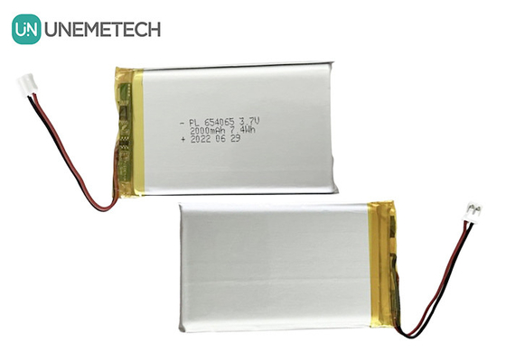 2000mAh 3.7V باتری پلیمر لیتیوم قابل شارژ 654065 برای اسباب بازی های الکترونیکی