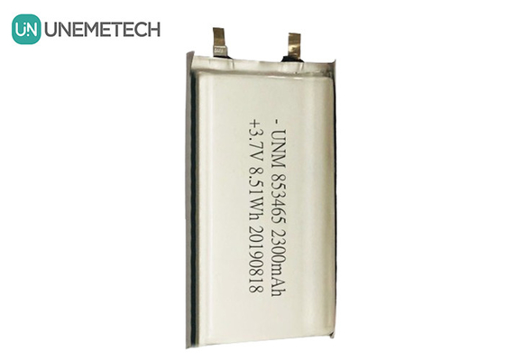3.7V 2300mah بسته باتری پلیمر لیتیوم تک سلولی 853465 با IEC62133 برای تجهیزات پزشکی