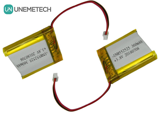 4.35V 360mAh باتری لیتیوم یون پلیمر ولتاژ بالا 552525 3.8V برای دستگاه های قابل حمل