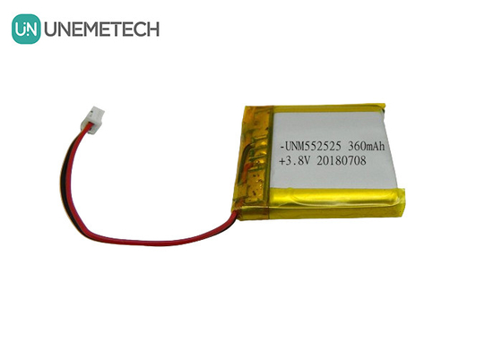 4.35V 360mAh باتری لیتیوم یون پلیمر ولتاژ بالا 552525 3.8V برای دستگاه های قابل حمل