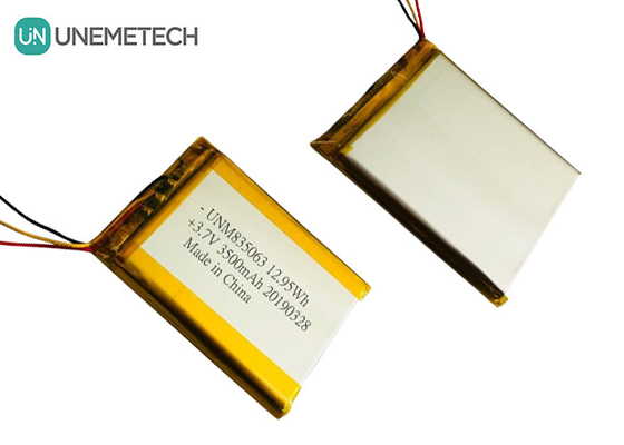 3.7V 3500mAh باتری لیتیوم پلیمر بزرگ سفارشی 835063 برای تجهیزات زیبایی پزشکی