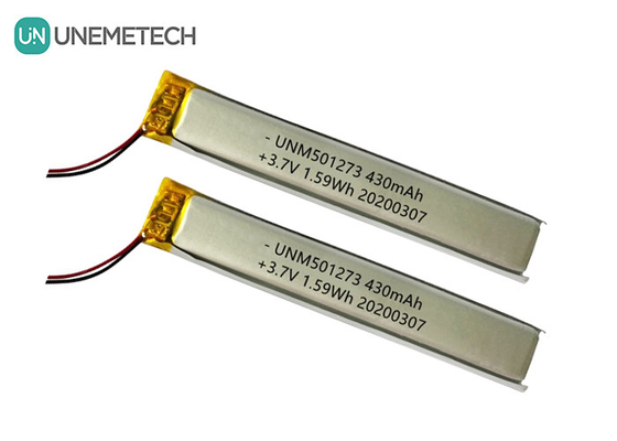 5.0*12.0*73.0mm باتری پلیمر لیتیوم / 3.7V 430mAh 501273 باتری نازک لیپو برای دستگاه های بلوتوث