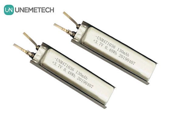 3.7 باتری پلیمر لیتیوم یون / IEC62133 تایید شده 471036 130mAh باتری پلیمر لیتیوم
