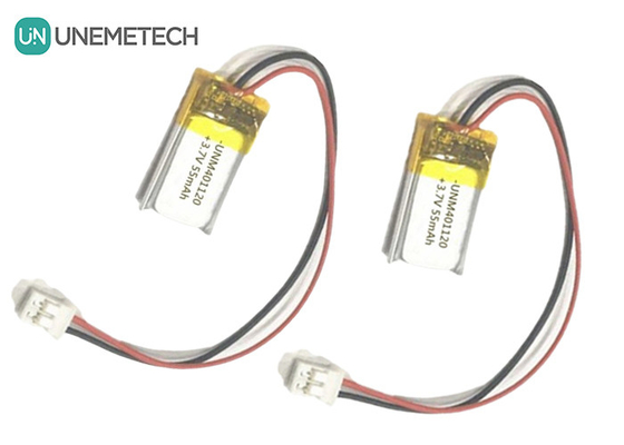 401120 3.7V 55mAh باتری های لیپو سفارشی / هدفون باتری های ریچارج لیپو
