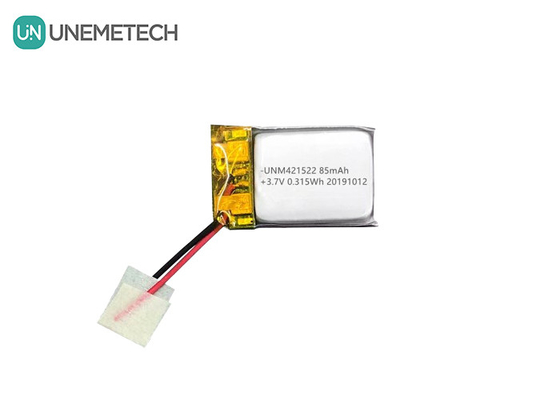 85mAh 3.7V باتری پلیمر لیتیوم کوچک 421522 قابل شارژ مجدد با PCM و سیم سرب