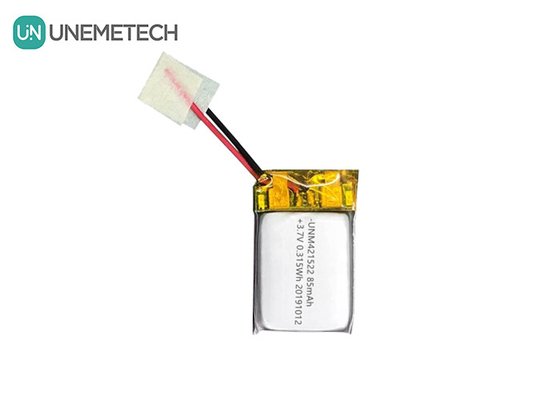 85mAh 3.7V باتری پلیمر لیتیوم کوچک 421522 قابل شارژ مجدد با PCM و سیم سرب