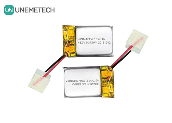 85mAh 3.7V باتری پلیمر لیتیوم کوچک 421522 قابل شارژ مجدد با PCM و سیم سرب