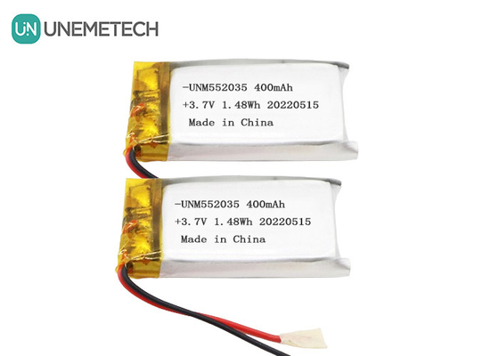 3.7V باتری پلیمر لیتیوم یون قابل شارژ 552035 400mAh Li Po باتری برای دستگاه بی سیم