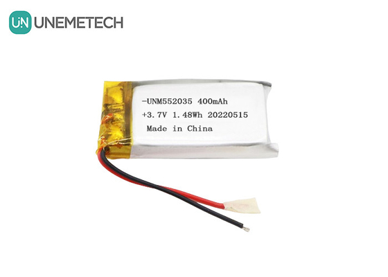 3.7V باتری پلیمر لیتیوم یون قابل شارژ 552035 400mAh Li Po باتری برای دستگاه بی سیم