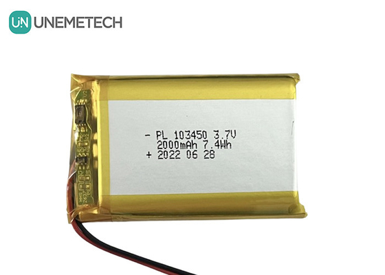 3.7V 2000mAh باتری پلیمر لیتیوم قابل شارژ 103450 ظرفیت بزرگ برای پمپ پستان الکتریکی