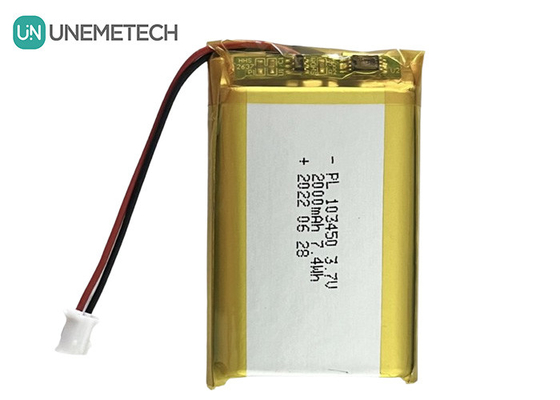 3.7V 2000mAh باتری پلیمر لیتیوم قابل شارژ 103450 ظرفیت بزرگ برای پمپ پستان الکتریکی