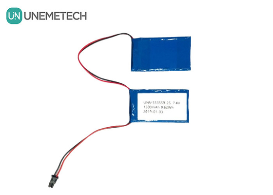 2C سرعت تخلیه بالا باتری لیپو بسته 553559 7.4V 1300mAh 2S برای اندام مصنوعی