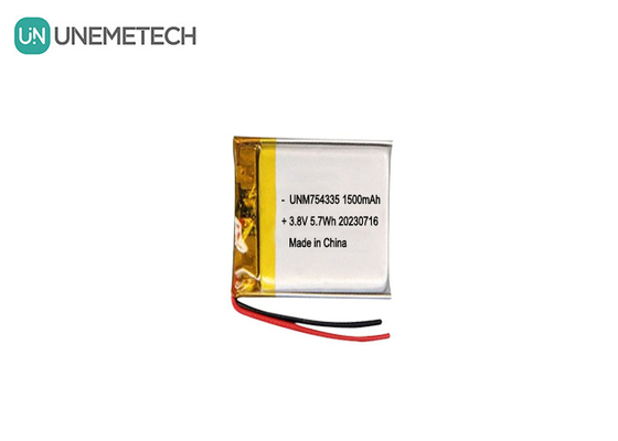 4.35 ولت باتری های لیپو ولتاژ بالا 754335 3.8 ولت 1500mAh باتری لیتیوم پلیمر قابل شارژ