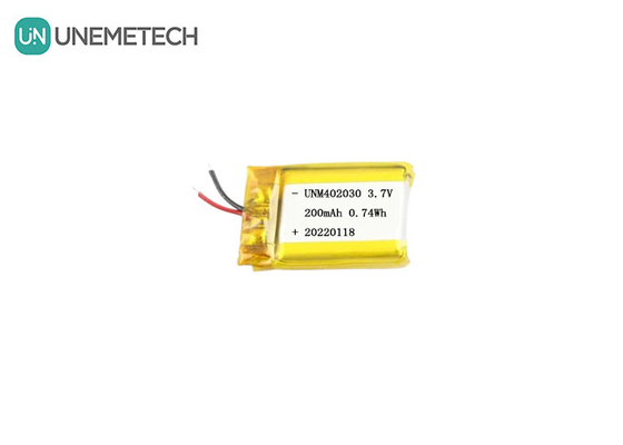 اندازه کوچک 402030 3.7V 200mAh باتری Lipo شارژ پذیر برای محصولات الکترونیکی