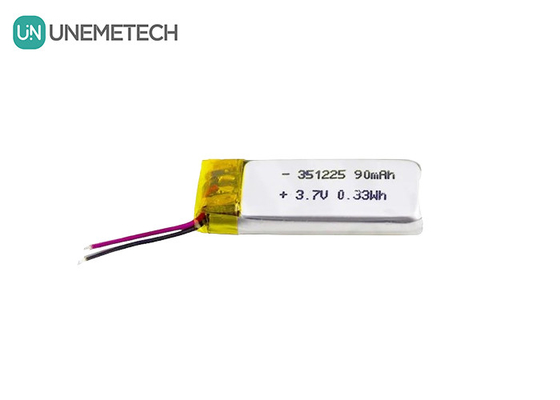 351225 باتری پلیمر لیتیوم یون 3.7V 90mAh باتری پلیمر لیتیوم فوق نازک قابل شارژ