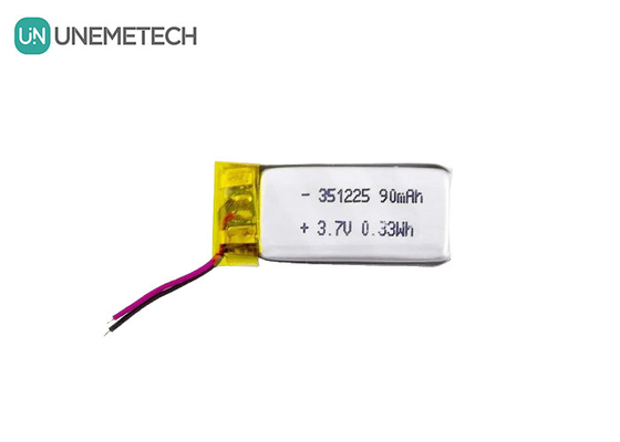 351225 باتری پلیمر لیتیوم یون 3.7V 90mAh باتری پلیمر لیتیوم فوق نازک قابل شارژ