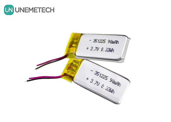 351225 باتری پلیمر لیتیوم یون 3.7V 90mAh باتری پلیمر لیتیوم فوق نازک قابل شارژ