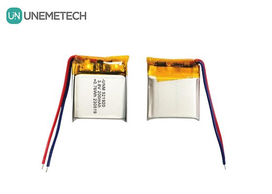 باتری پلیمر لیتیوم ولتاژ بالا 3.8V 200mAh 521920 برای ساعت های هوشمند