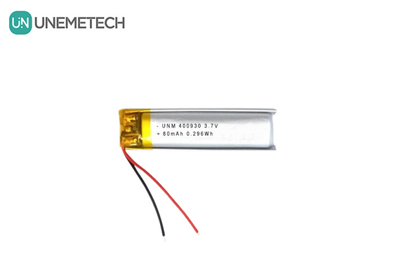 3.7V 80mAh 400930 باتری پلیمر لیتیوم سفارشی کم وزن برای شمع های الکترونیکی