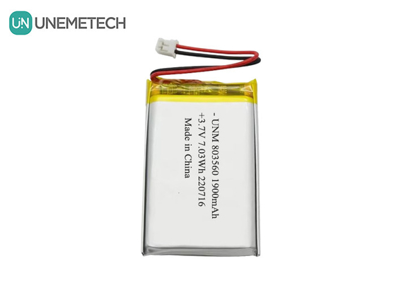 باتری پلیمر لیتیوم انعطاف پذیر قابل شارژ 3.7V 1900mAh 803560 برای چراغ قوه