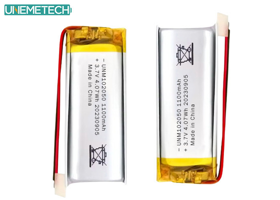 باتری لیپو سفارشی 102050 3.7 ولت 1100mAh بسته باتری لی پلیمری با تایید CE