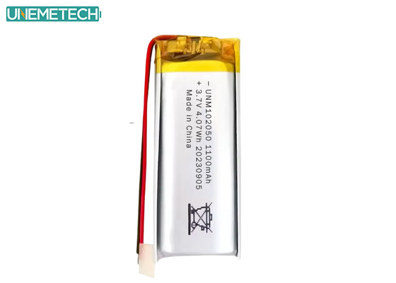 باتری لیپو سفارشی 102050 3.7 ولت 1100mAh بسته باتری لی پلیمری با تایید CE