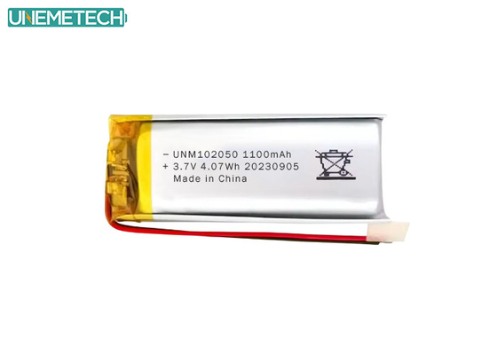 باتری لیپو سفارشی 102050 3.7 ولت 1100mAh بسته باتری لی پلیمری با تایید CE