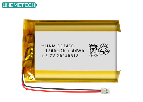 3.7V 1200mAh باتری پلیمر لیتیوم قابل شارژ 603450 با تایید CE برای الکترونیک