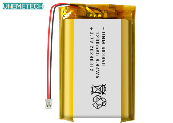 3.7V 1200mAh باتری پلیمر لیتیوم قابل شارژ 603450 با تایید CE برای الکترونیک