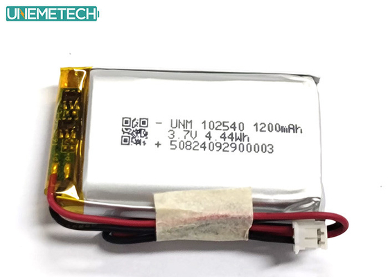 باتری پلیمر لیتیوم شارژ سریع 1200mAh 2C 3.7V 102540 برای محصولات پزشکی